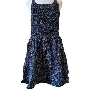 Free People Floral Print Criss Cross Back Sleeveless Mini Dress Blue Size S NWT